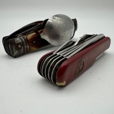 Vintage Camping / Scout Multi-Tool Pocket Knife Lot (2 Knives)