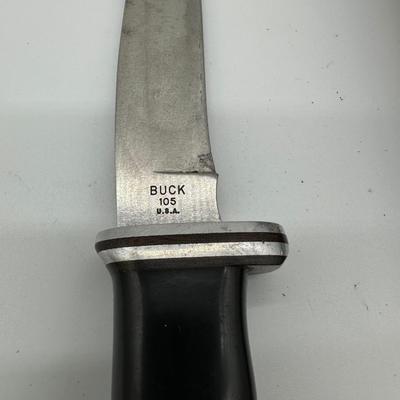 Vintage Buck 105 Pathfinder Fixed Blade Knife w/ Leather Sheath