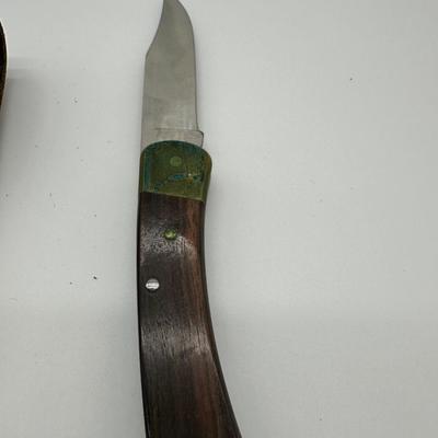 Vintage Buck 110X Folding Hunter Knife w/ Leather Sheath