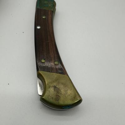 Vintage Buck 110X Folding Hunter Knife w/ Leather Sheath