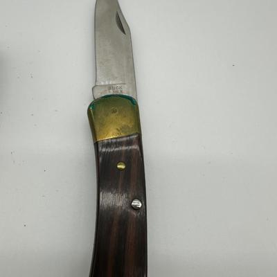 Vintage Buck 110X Folding Hunter Knife w/ Leather Sheath