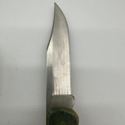 Vintage Buck 110X Folding Hunter Knife w/ Leather Sheath