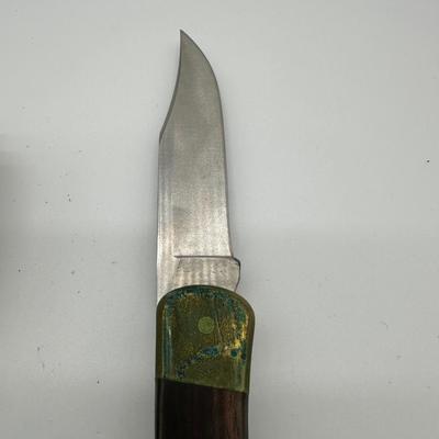 Vintage Buck 110X Folding Hunter Knife w/ Leather Sheath