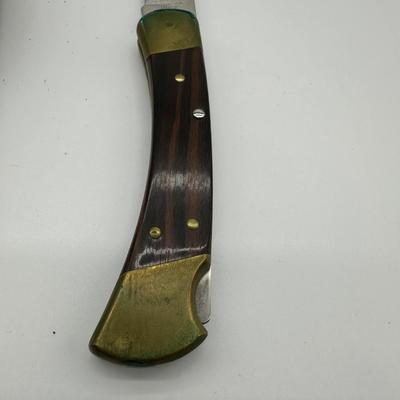 Vintage Buck 110X Folding Hunter Knife w/ Leather Sheath