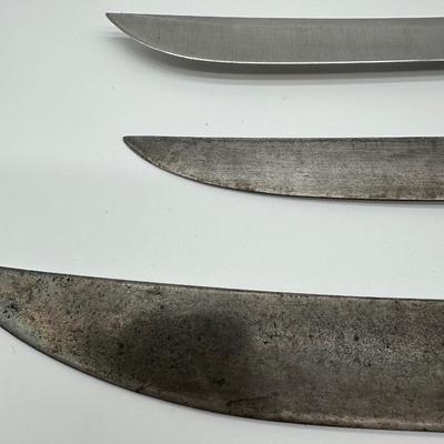 Vintage Butcher & Kitchen Knife Lot – Ontario True-Edge, Lenox Saw Steel, Wood Handles (6)