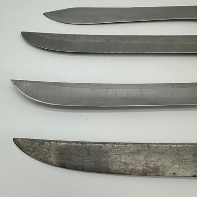 Vintage Butcher & Kitchen Knife Lot – Ontario True-Edge, Lenox Saw Steel, Wood Handles (6)