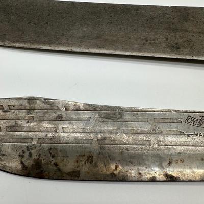 Vintage Butcher & Kitchen Knife Lot – Ontario True-Edge, Lenox Saw Steel, Wood Handles (6)