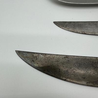 Vintage Butcher & Kitchen Knife Lot – Ontario True-Edge, Lenox Saw Steel, Wood Handles (6)