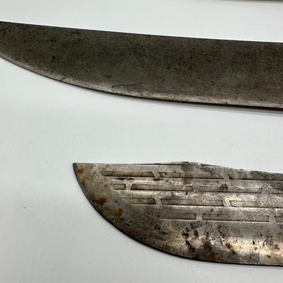 Vintage Butcher & Kitchen Knife Lot – Ontario True-Edge, Lenox Saw Steel, Wood Handles (6)