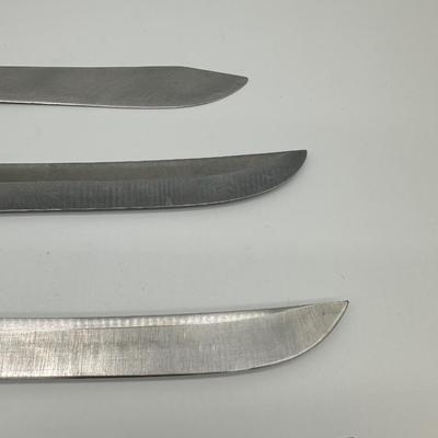 Vintage Butcher & Kitchen Knife Lot – Ontario True-Edge, Lenox Saw Steel, Wood Handles (6)