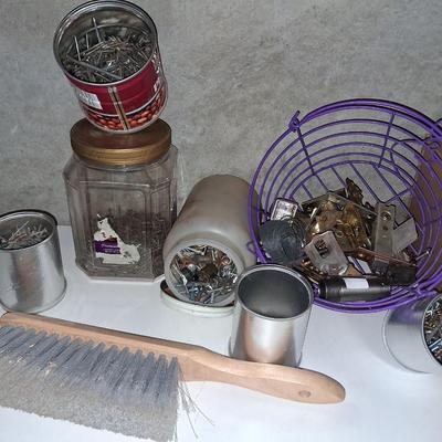VARIETY OF HARDWARE AND A HAND BROOM