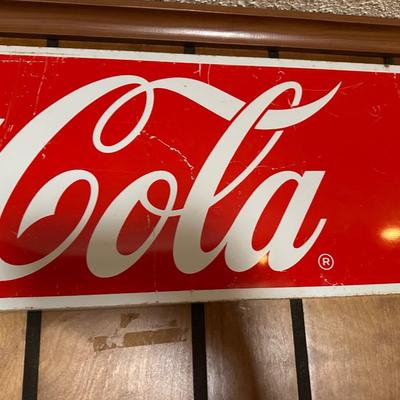 Vintage Coca-Cola “Enjoy Coca-Cola” Metal Sign – Large Horizontal, Original Patina