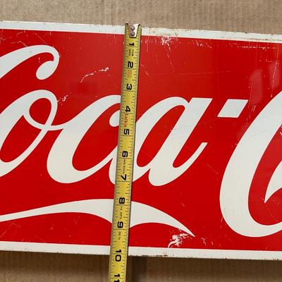 Vintage Coca-Cola “Enjoy Coca-Cola” Metal Sign – Large Horizontal, Original Patina