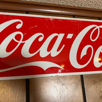 Vintage Coca-Cola “Enjoy Coca-Cola” Metal Sign – Large Horizontal, Original Patina