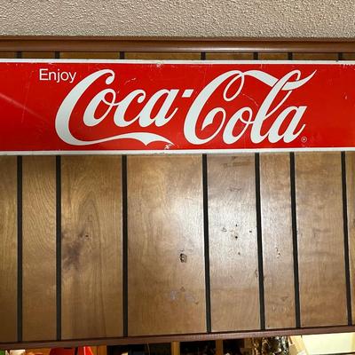Vintage Coca-Cola “Enjoy Coca-Cola” Metal Sign – Large Horizontal, Original Patina