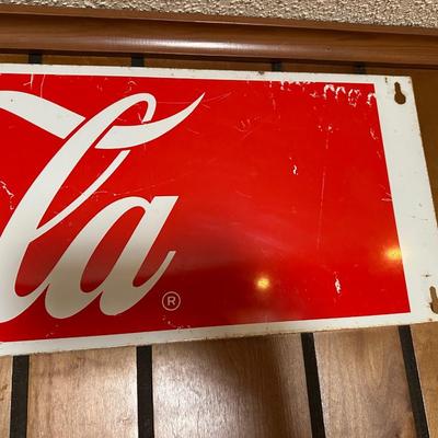 Vintage Coca-Cola “Enjoy Coca-Cola” Metal Sign – Large Horizontal, Original Patina