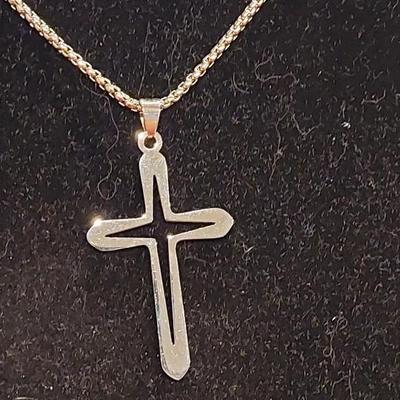 Steel Cross Necklace 30"