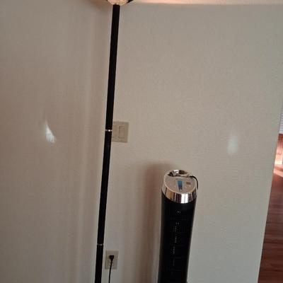 TORCHIERE FLOOR LAMP AND A TOWER FAN
