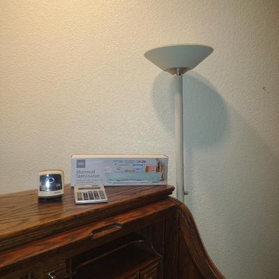 NEW THERMAL LAMINATOR, ELECTRIC PENCIL SHARPENER & TORCHIERE FLOOR LAMP