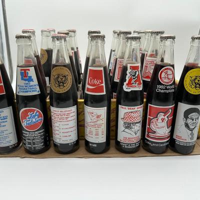 Vintage Coca-Cola Wooden Crate w/ 24 Unopened Commemorative Coke Bottles (Sports & Olympics)