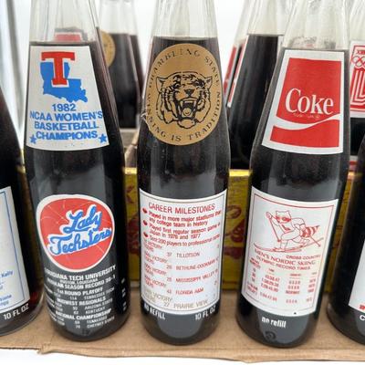 Vintage Coca-Cola Wooden Crate w/ 24 Unopened Commemorative Coke Bottles (Sports & Olympics)