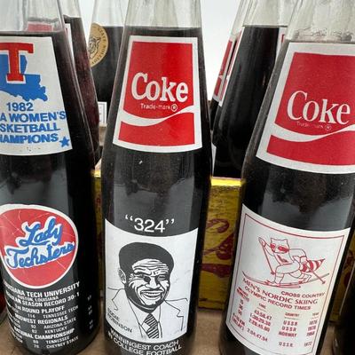 Vintage Coca-Cola Wooden Crate w/ 24 Unopened Commemorative Coke Bottles (Sports & Olympics)