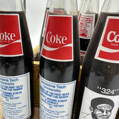 Vintage Coca-Cola Wooden Crate w/ 24 Unopened Commemorative Coke Bottles (Sports & Olympics)