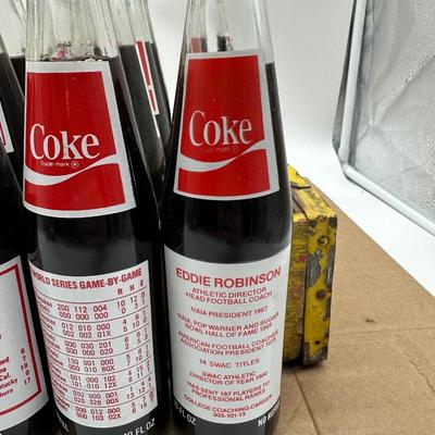 Vintage Coca-Cola Wooden Crate w/ 24 Unopened Commemorative Coke Bottles (Sports & Olympics)