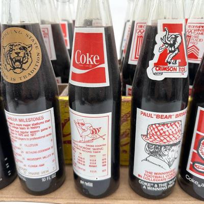 Vintage Coca-Cola Wooden Crate w/ 24 Unopened Commemorative Coke Bottles (Sports & Olympics)