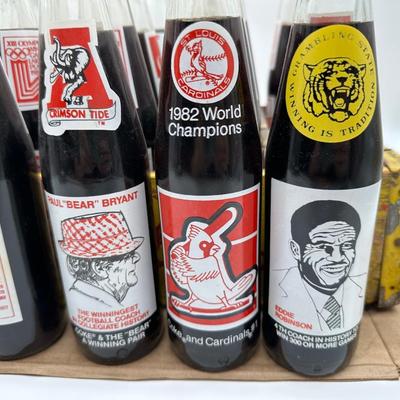 Vintage Coca-Cola Wooden Crate w/ 24 Unopened Commemorative Coke Bottles (Sports & Olympics)