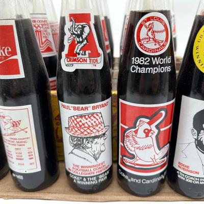 Vintage Coca-Cola Wooden Crate w/ 24 Unopened Commemorative Coke Bottles (Sports & Olympics)