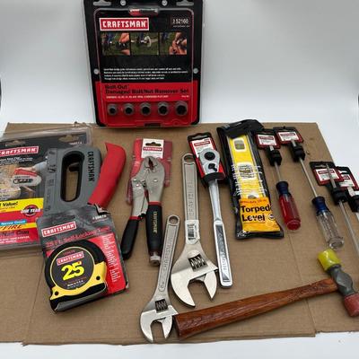 Craftsman Mixed Tool Lot – Staple Gun, Bolt-Out Set, Locking Pliers, Wrenches, Screwdrivers