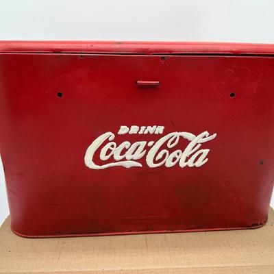 Vintage Drink Coca-Cola Metal Cooler Chest w/ Lid