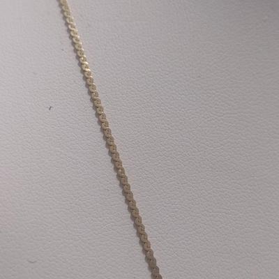 14 Karat Yellow Gold Fancy 'S' Link Necklace with Dual Gemstone Heart Pendant- Approx Total Weight 3.92 Grams (#19)