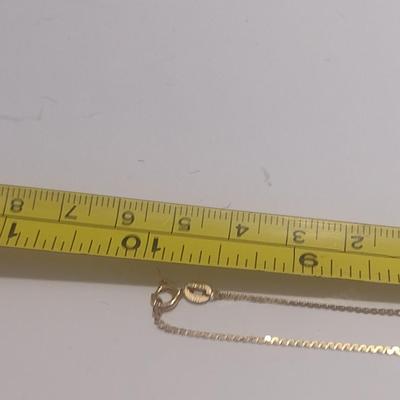 14 Karat Yellow Gold Fancy 'S' Link Necklace with Dual Gemstone Heart Pendant- Approx Total Weight 3.92 Grams (#19)