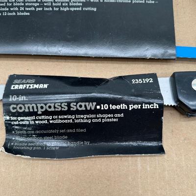 Craftsman Hand Saw Lot (3) – Flush-Cut Hack Saw, Compass Saw & Wood Saw (Vintage Sears)