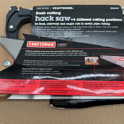Craftsman Hand Saw Lot (3) – Flush-Cut Hack Saw, Compass Saw & Wood Saw (Vintage Sears)