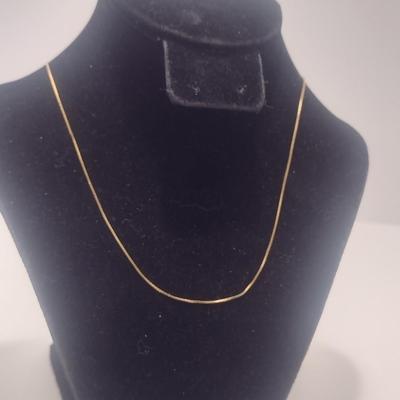 14 Karat Yellow Gold Box Chain Necklace-16" Long- Approx Total Weight 1.05 Grams (#21)