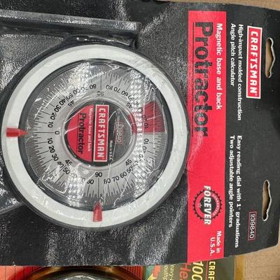 Craftsman Measuring & Layout Tool Lot – Square, Level, Protractor, Tapes & Utility Knife (USA)