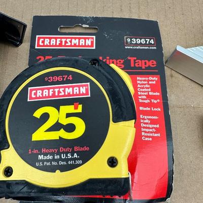 Craftsman Measuring & Layout Tool Lot – Square, Level, Protractor, Tapes & Utility Knife (USA)
