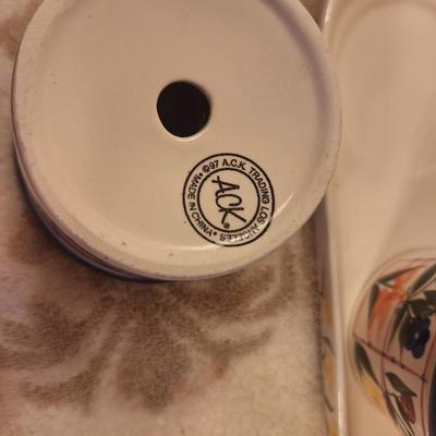 Vintage ACK Trading Los Angeles floral ceramic set 3 planters and tray