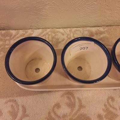 Vintage ACK Trading Los Angeles floral ceramic set 3 planters and tray