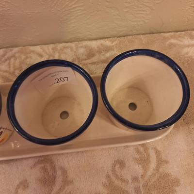 Vintage ACK Trading Los Angeles floral ceramic set 3 planters and tray