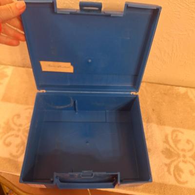 vintage blue plastic Snoopy and Woodstock lunch box by Thermos, originally produced in 1971. 