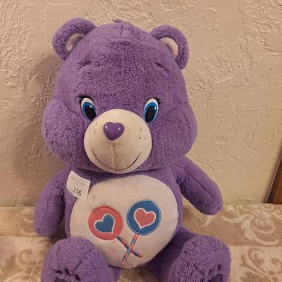 purple Just Play Care Bears Share Bear plush stuffed animal. 