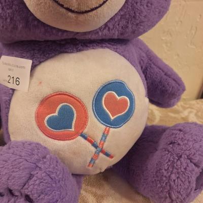 purple Just Play Care Bears Share Bear plush stuffed animal. 