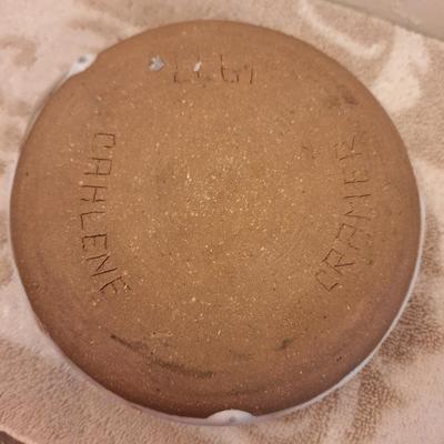 handmade pottery bowl with cark blue and turquoise glaze -studio ceramic art