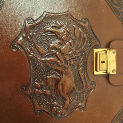 handmade embossed leather journals with a medieval style design. See all photos.