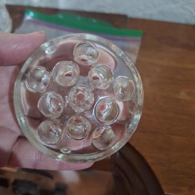  vintage clear glass flower frog.