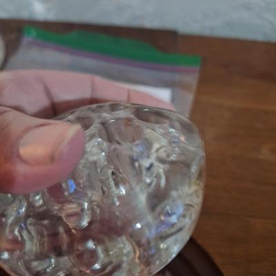  vintage clear glass flower frog.